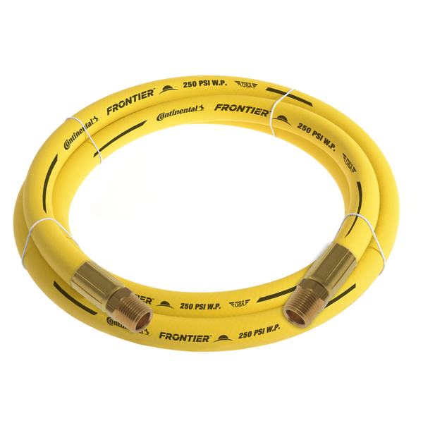 Continental 1/2" x 10' Yellow EPDM Rubber Air Hose, 300 PSI, 1/2" MNPT x MNPT HZY05030-10-11